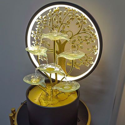 桌面摇钱树插电流水摆件插电式中式玄关招财循环水装饰电视柜喷泉