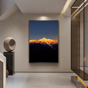日照金山玄关装饰画客厅背景墙落地壁画高级感梅里雪山办公室挂画
