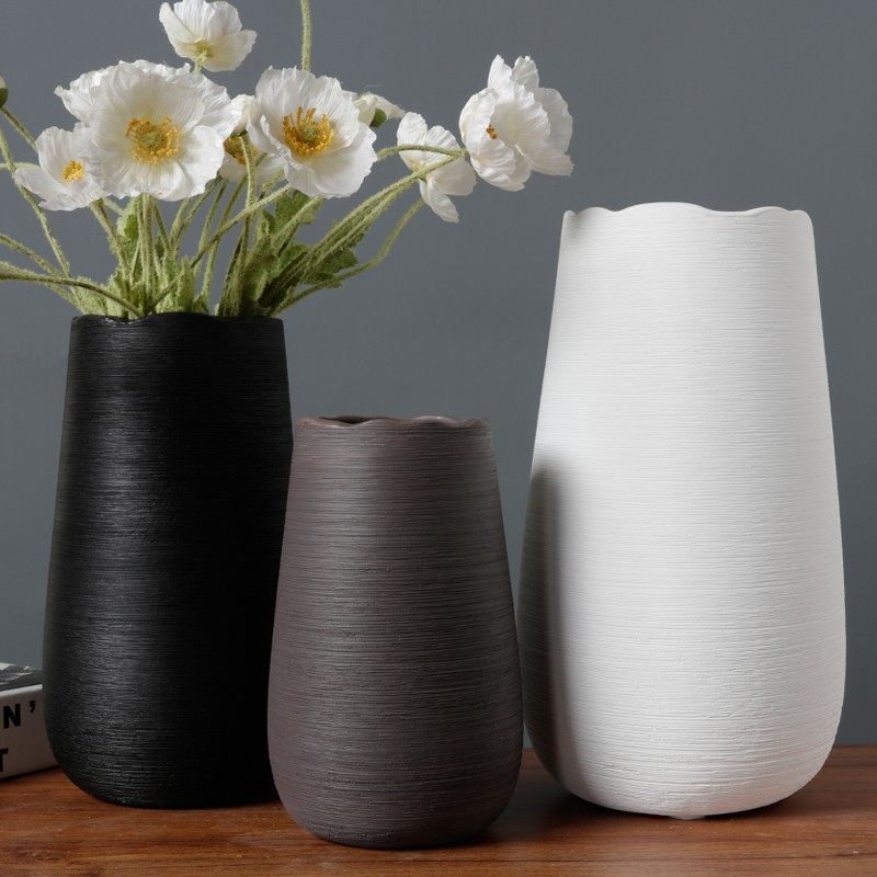 陶瓷插花现代简约水养摆件客厅黑白色干花器北欧式鲜花餐桌大花瓶,鲜花速递/花卉仿真/绿植园艺,花瓶,淘宝优惠券,粉丝福利购,淘宝优惠卷