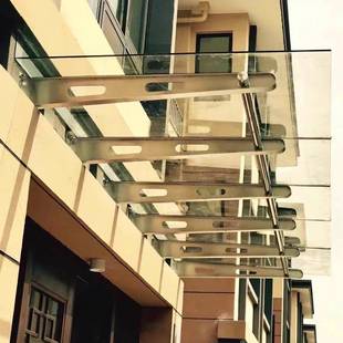 304不锈钢雨棚钢梁201牛腿支架HT刀型办公大楼门头窗户雨搭玻璃抓