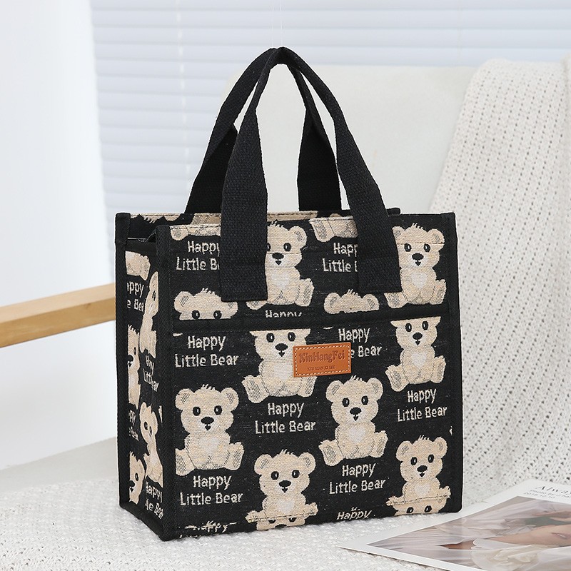 大容量饭盒手提袋上班族通勤时尚多功能帆布包外出便携手拎杂物袋