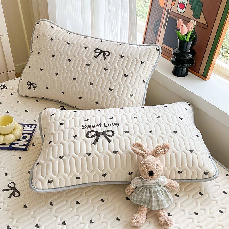 [南极人]48x74cm夏季乳胶枕套冰丝枕头套装一对家用单个枕芯冰凉