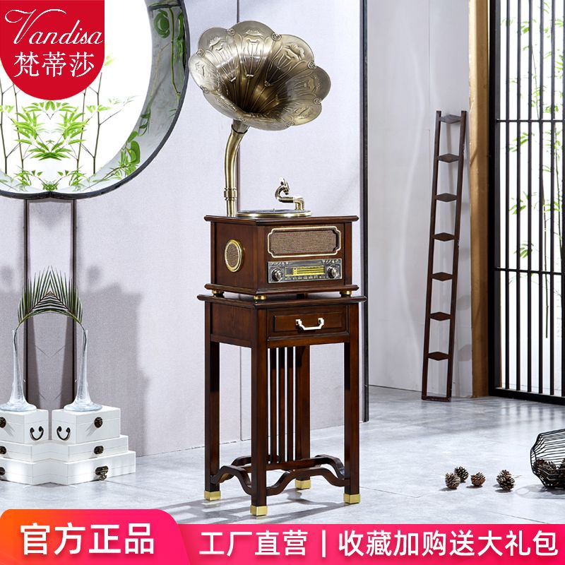 新中式留声机复古客厅黑胶唱片机古典老式电唱机现代仿古蓝牙音响
