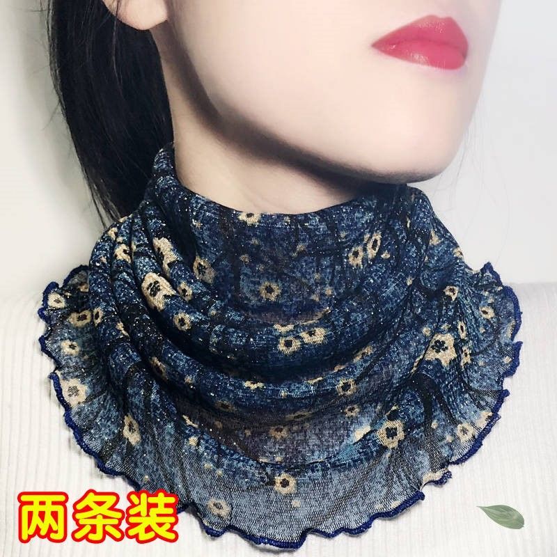 百变围脖夏季薄款百搭纱巾女套头丝巾防晒面纱围脖护颈小脖子围巾