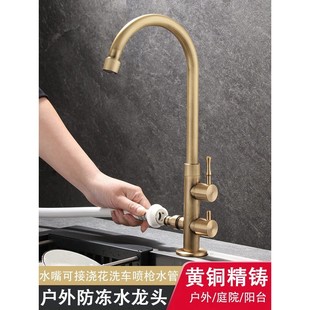 全铜户外防冻多功能双出水庭院洗手盆一进二出水池阳台花园龙头
