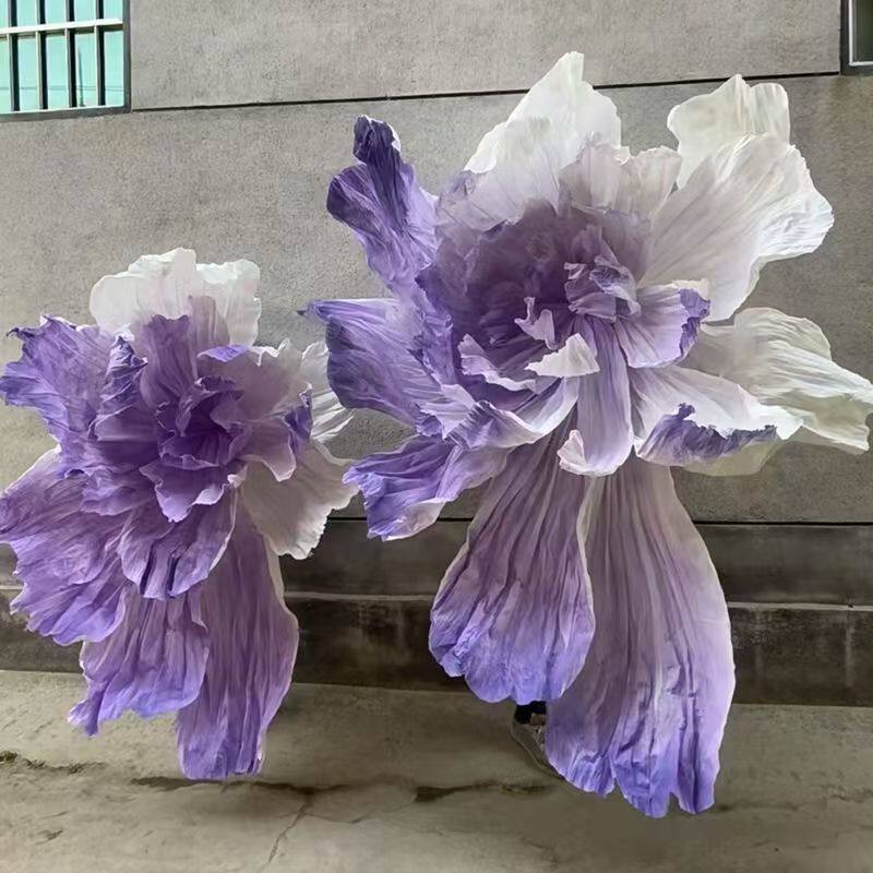巨型纸艺淡紫色彷真花装饰背景手工纸花大型装饰婚庆婚礼蝴蝶花朵