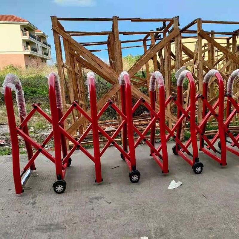 不锈钢手动伸缩门移动推拉门铝合金路障幼儿园隔离围栏工厂折叠门