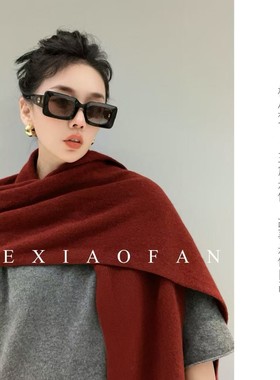 格小梵设计师不规则全羊毛围巾高品质时尚澳毛大披肩保暖围脖