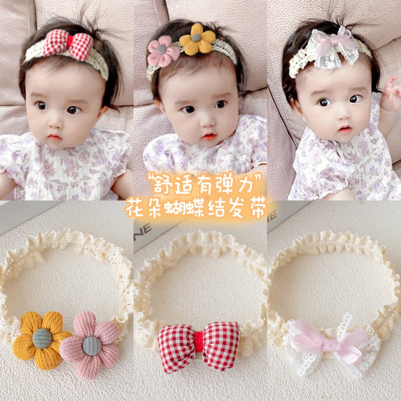 婴儿发带护囟门帽女宝宝头花发饰胎帽新生儿花朵发卡儿童发箍头箍