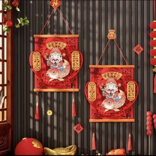 马年电动摇头财神爷挂件新年立体挂饰迷你小财神到春节布置uk19