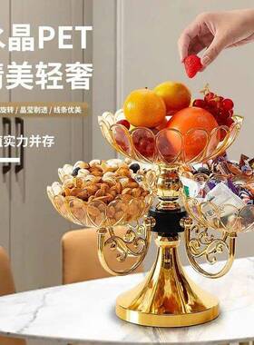 【立减30】欧式豪华水果盘客厅高端旋转果盘多层零食糖果盘uh69