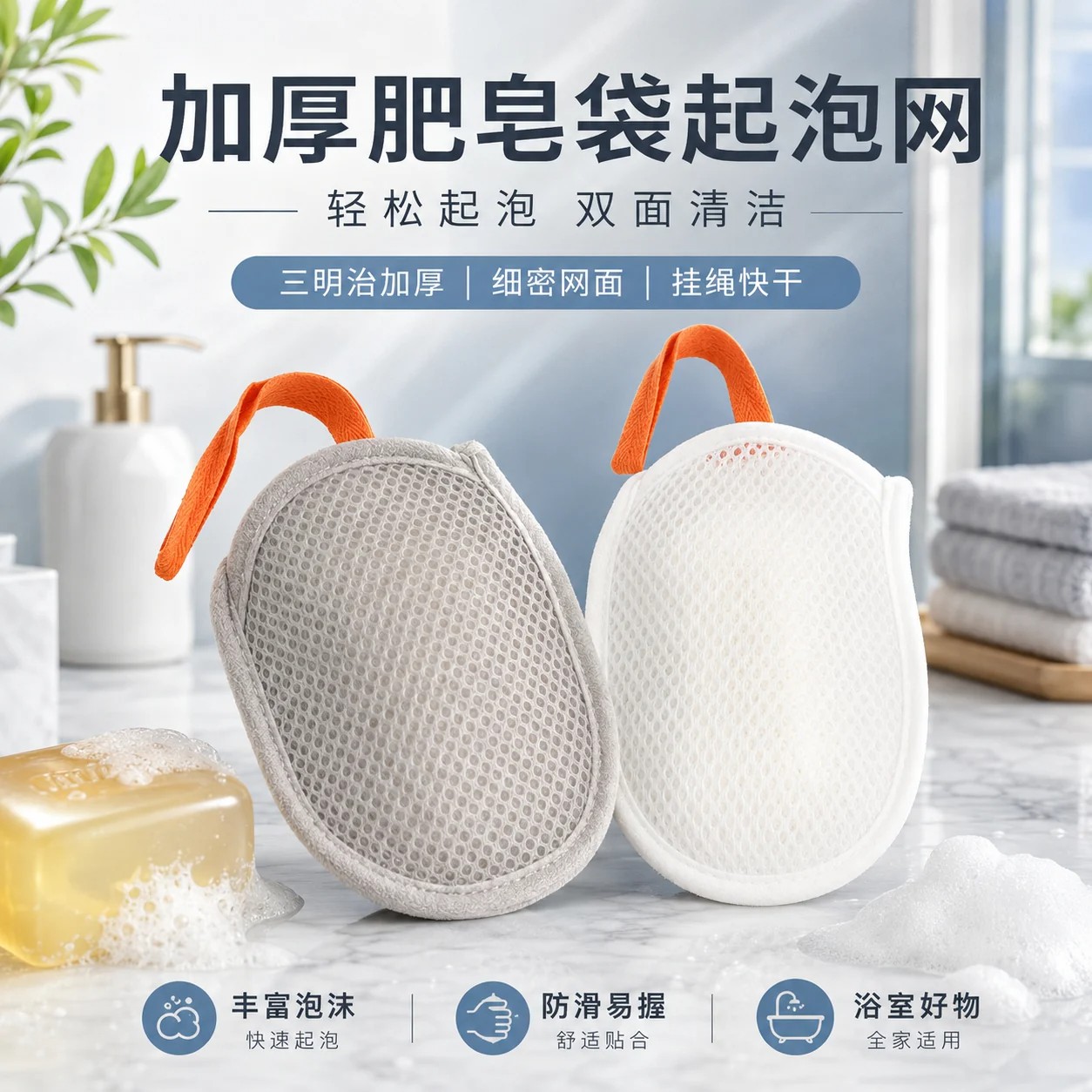 双面发泡香皂起泡网袋