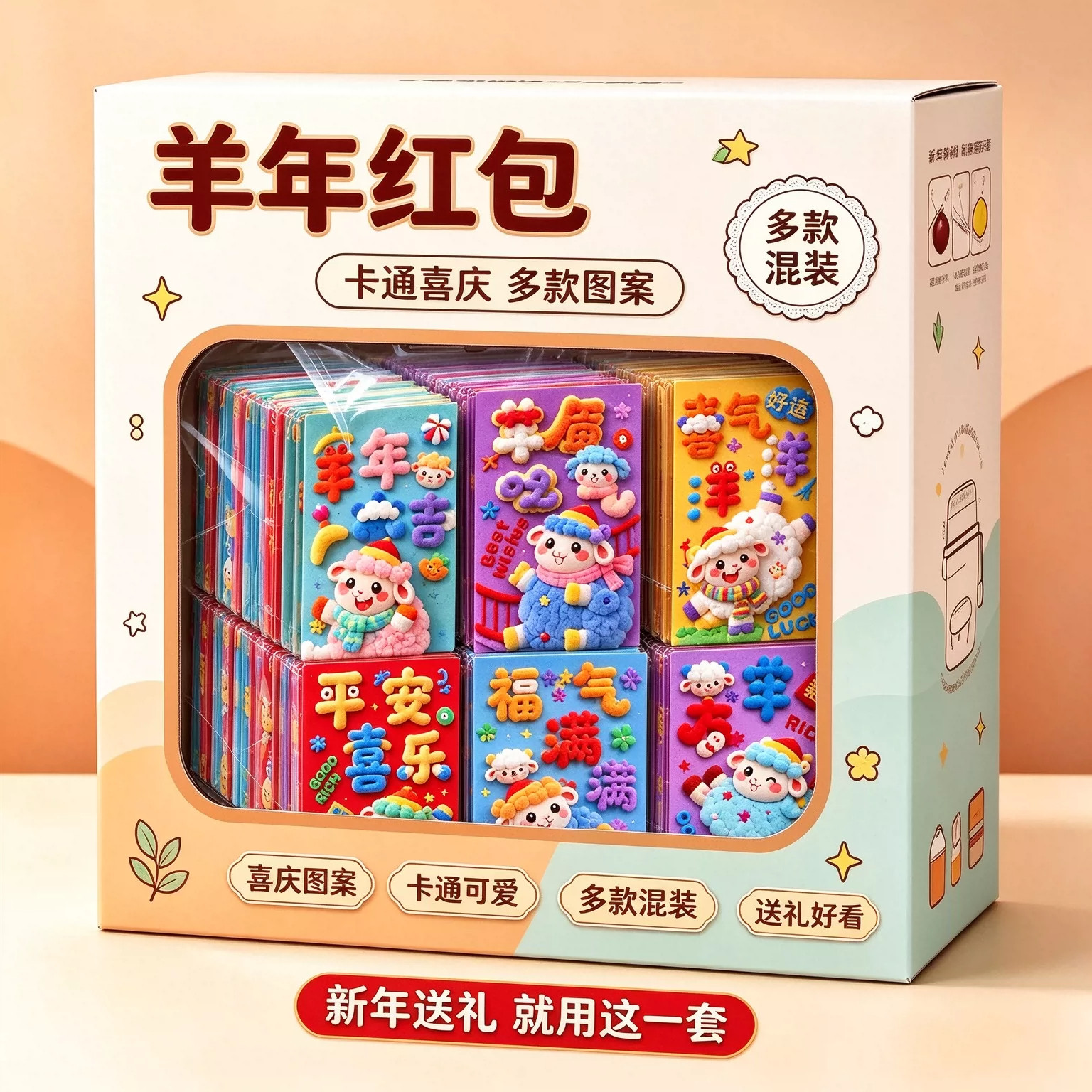 2027羊年3D毛绒仿刺绣利是封