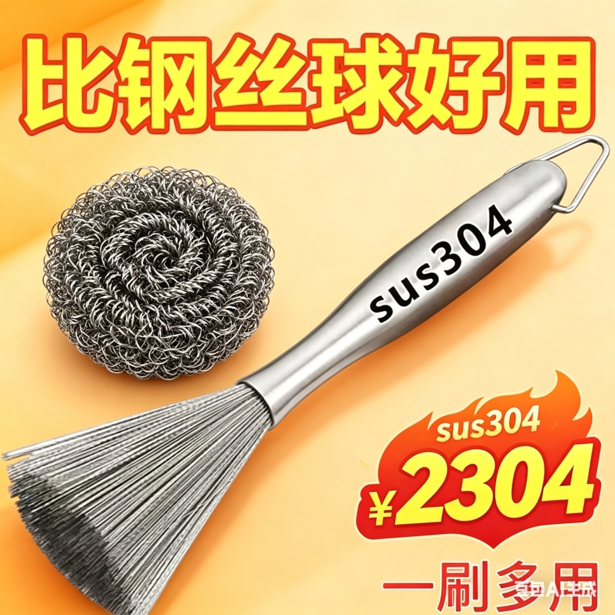 不锈钢长柄不伤锅去污锅刷