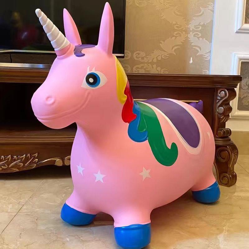 2024新款跳跳马儿童充气加大加厚独角兽音乐跳跳鹿骑马防爆玩具