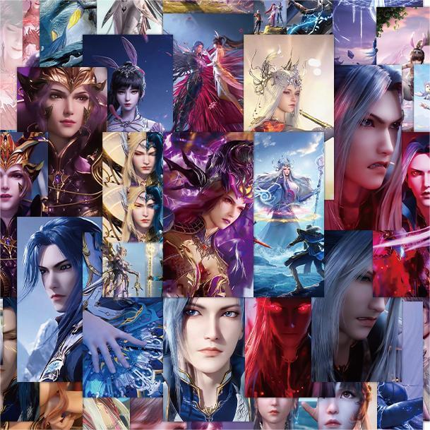 60张动漫斗罗大陆贴纸卡通人物高清插画贴画装饰水杯电脑手账