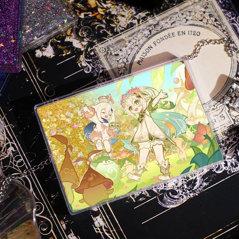 小草神纳西妲生日周边同款可爱流沙麻将亚克力砖镭射立牌桌面摆件