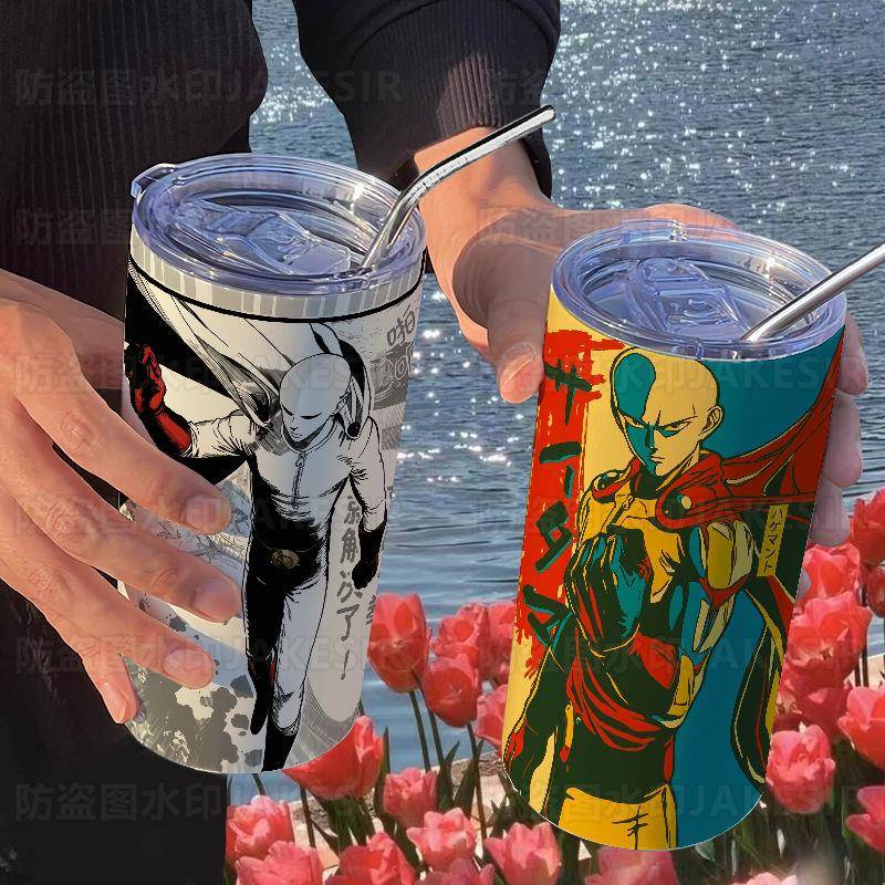 一拳超人周边保温杯带吸管随行杯咖啡杯ins高颜值可携式学生水杯