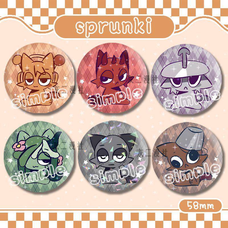游戏sprunki节奏盒子周边吧唧原创谷子痛包徽章镭射碎玻璃胸针ins