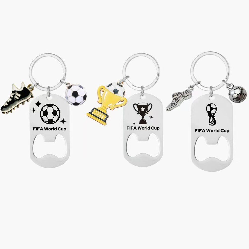 足球fifa world cup不锈钢开瓶器钥匙扣足球爱好者礼物挂件
