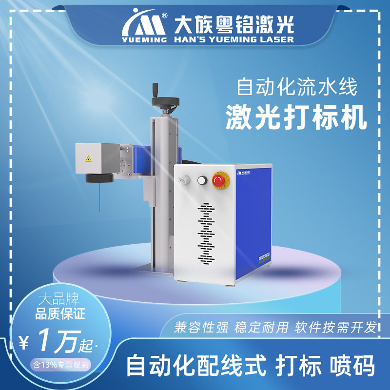 配线式大族激光打标机在线流水线自动激光打标标识喷码塑料金属纸