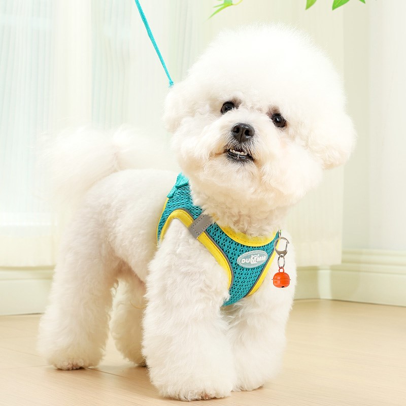 透气背心式狗狗牵引绳小型犬比熊泰迪博美狗胸背带宠物小狗遛狗绳