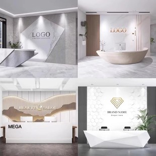 竹炭碳晶板木饰面公司前台背景墙美容院碳岩板仿大理石装饰护墙板