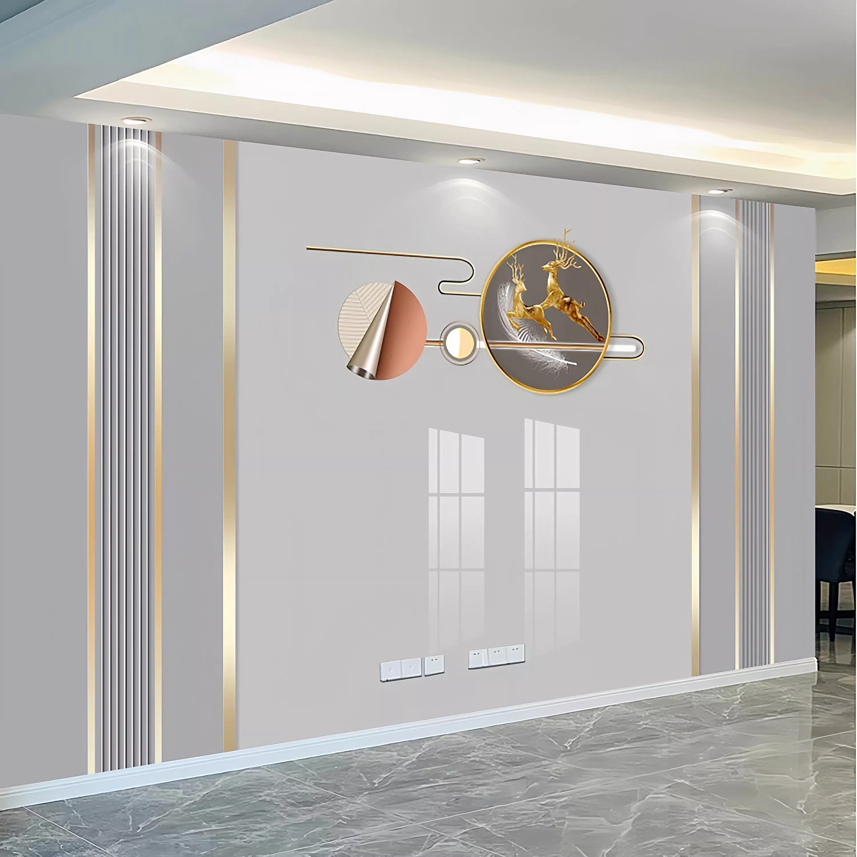 新款碳晶板电视背景墙轻奢现代客厅护墙板沙发背景墙板无缝拼接板