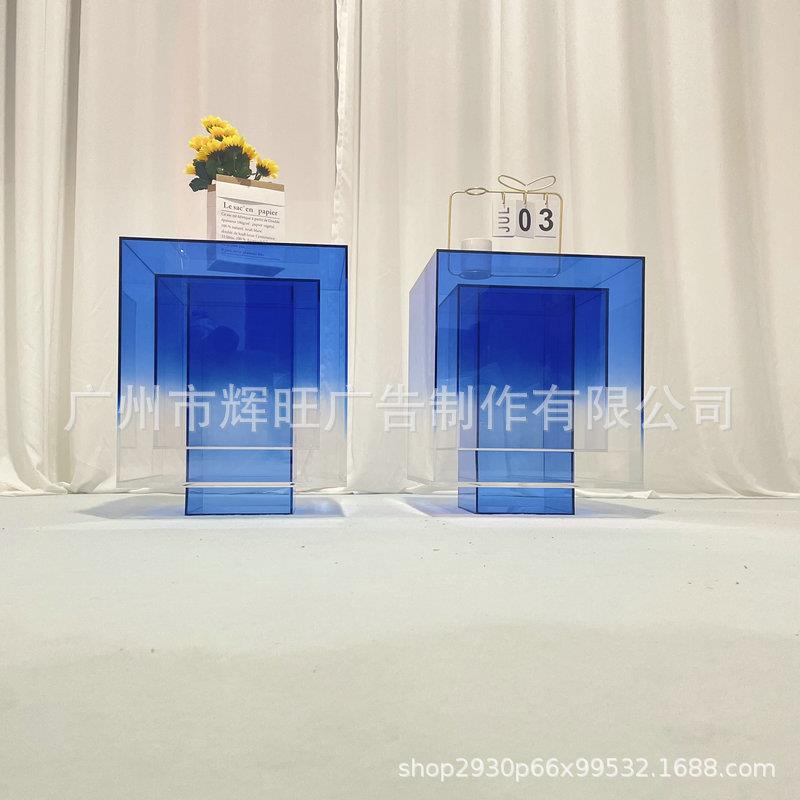 亚克力蓝色红色有机玻璃盒子，各个颜色装饰摆设悬空盒子供应