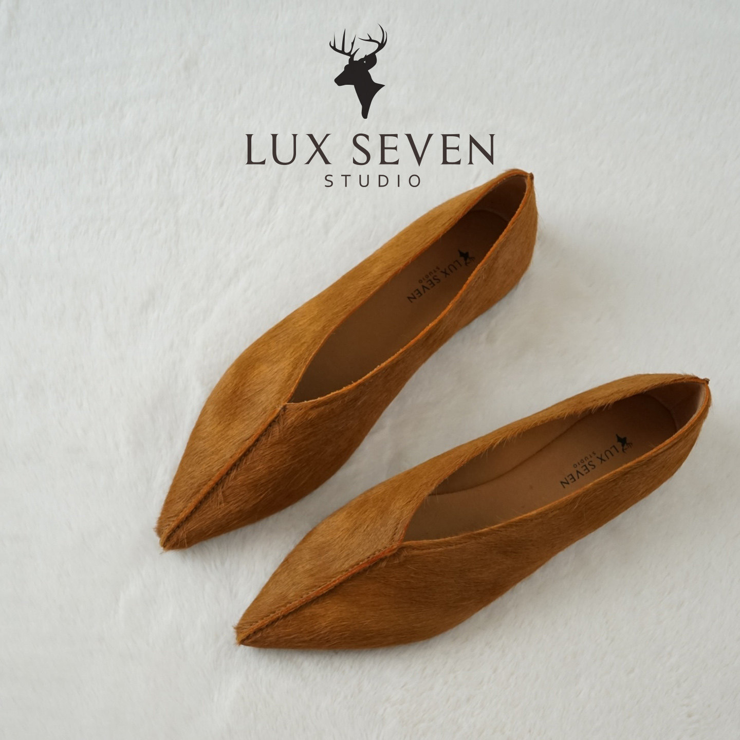 Lux Seven秋上新 琥珀流光棕 奢级进口马毛女巫鞋尖头单鞋女