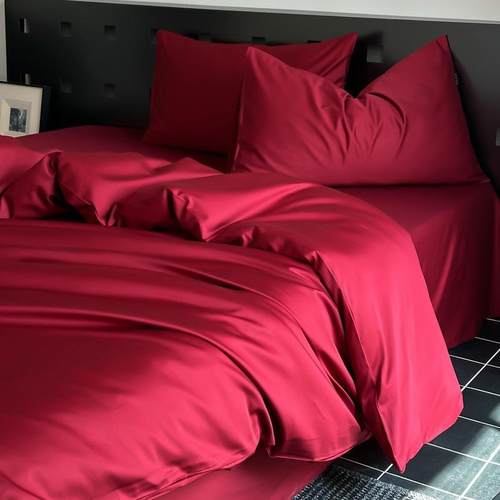 轻奢简约100支长绒棉四件套贡缎全棉纯棉双拼色被套民宿床上用品