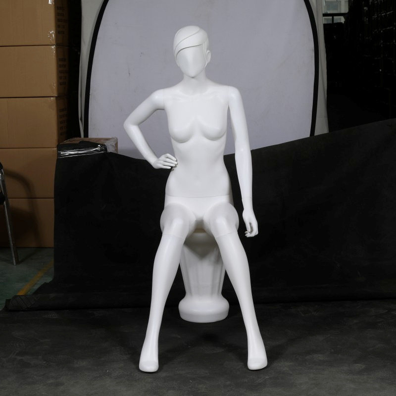 女装全身坐姿白色人体坐模展示架橱窗陈列韩式服装店人偶道具模特