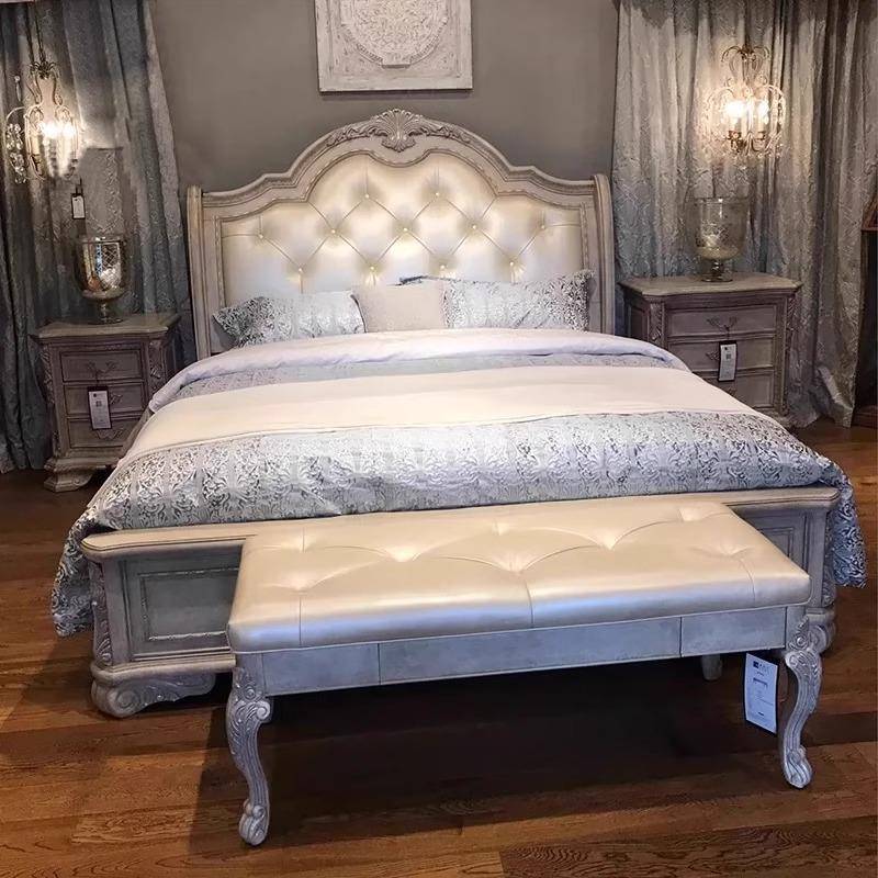 美式床轻奢实木床art复兴印记雕花床法式家具复古做旧1.8米双人床