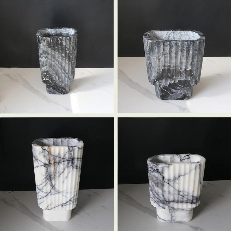 现代简约天然大理石花器花艺饰品样板间售楼处茶桌电视柜客厅软装