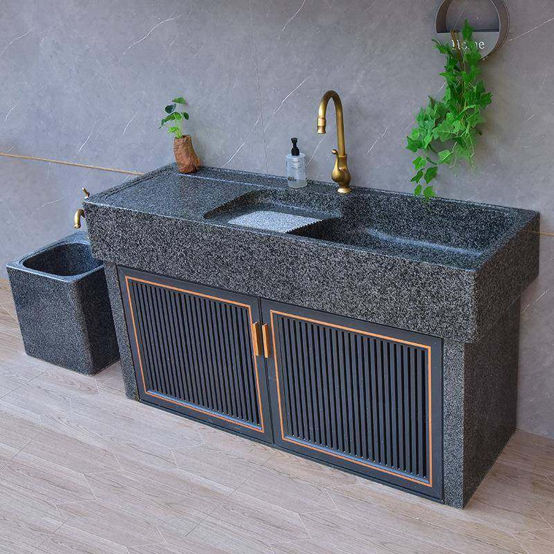 庭院大理石材洗衣池带搓板一体石头室外水池洗手台盆户外水槽家用