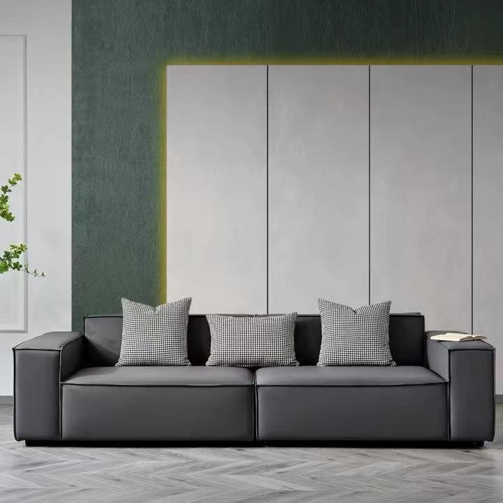 my办公室沙发意式家用沙发三四人位直排大小户型现代豆腐块沙发