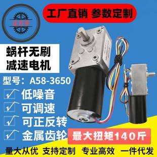 A5840 3650蜗杆直流齿轮减速电机带自锁功能24V马达电动机微型