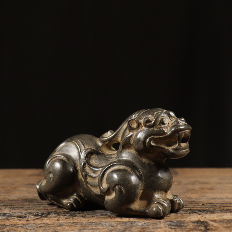 仿古石雕天然青石手工雕刻貔貅原石雕刻中式民俗装饰摆件