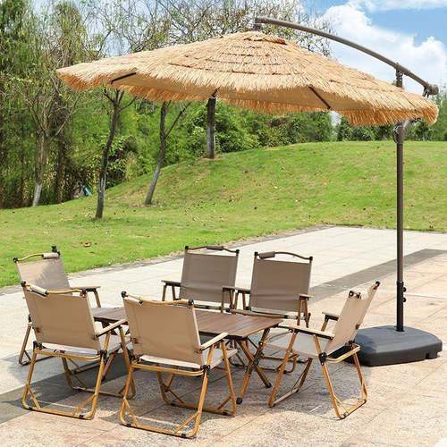 户外遮阳伞毛草伞网红仿真茅草太阳伞室外露营伞庭院民宿香蕉伞