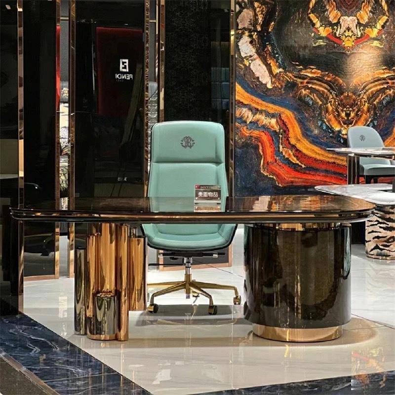 轻奢意大利罗伯特卡瓦利高端书桌总裁办公书桌别墅大平层2025新款
