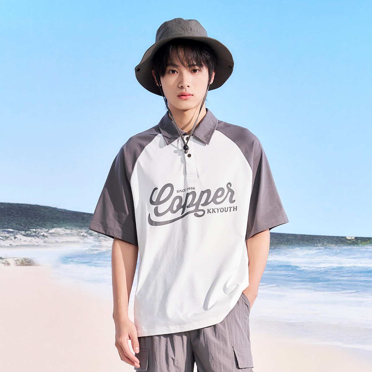 2026男童夏季新款撞色POLO衫学生青少年中大童宽松短袖亲子装上衣