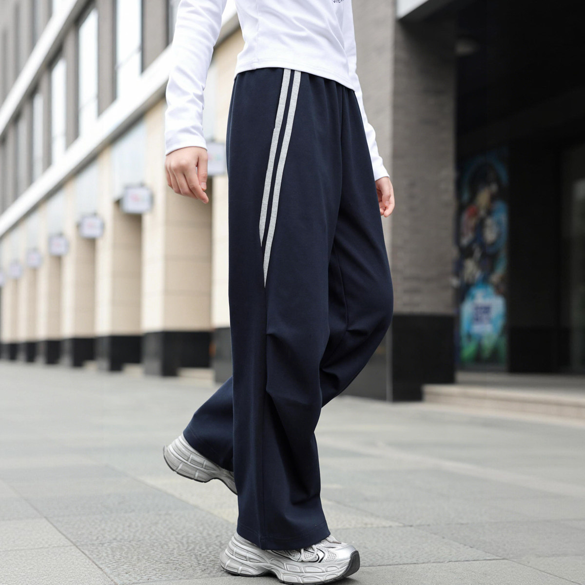 【城市机能】女童春款运动直筒休闲长裤中大童亲子城市户外学生裤