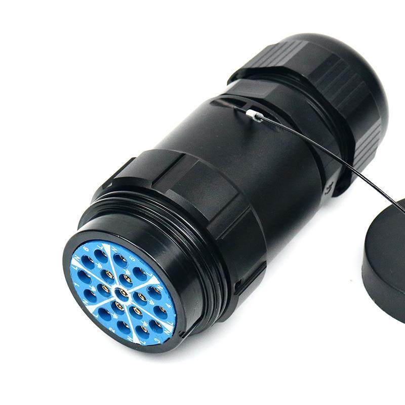 19芯母插头镀金铜针舞台灯光信号插头19针电源电缆插16A防水插头