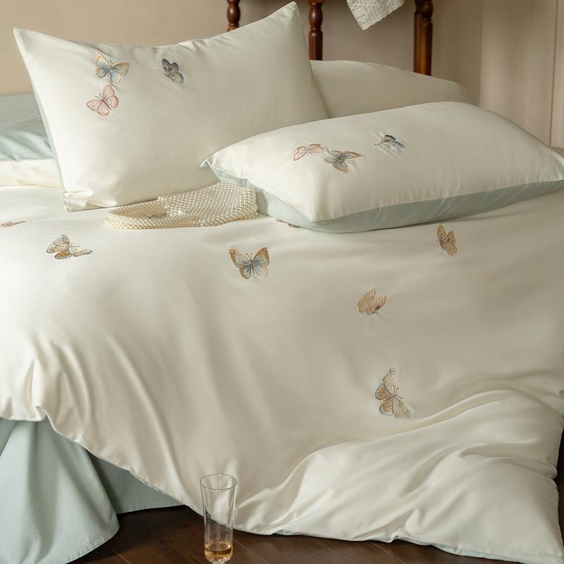 秋冬A类母婴级纯棉磨毛四件套全棉刺绣被套床单儿童3件套床上用品