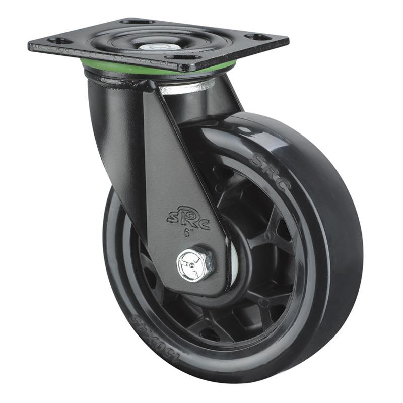 SRC耐磨底板脚轮BA5-212聚氨酯PU平底工业万向脚轮