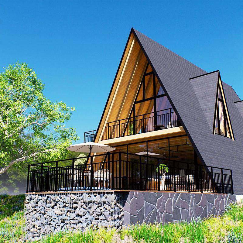 露营住人小木屋三角形移动组装民宿小户型别墅景观园林防腐木房子