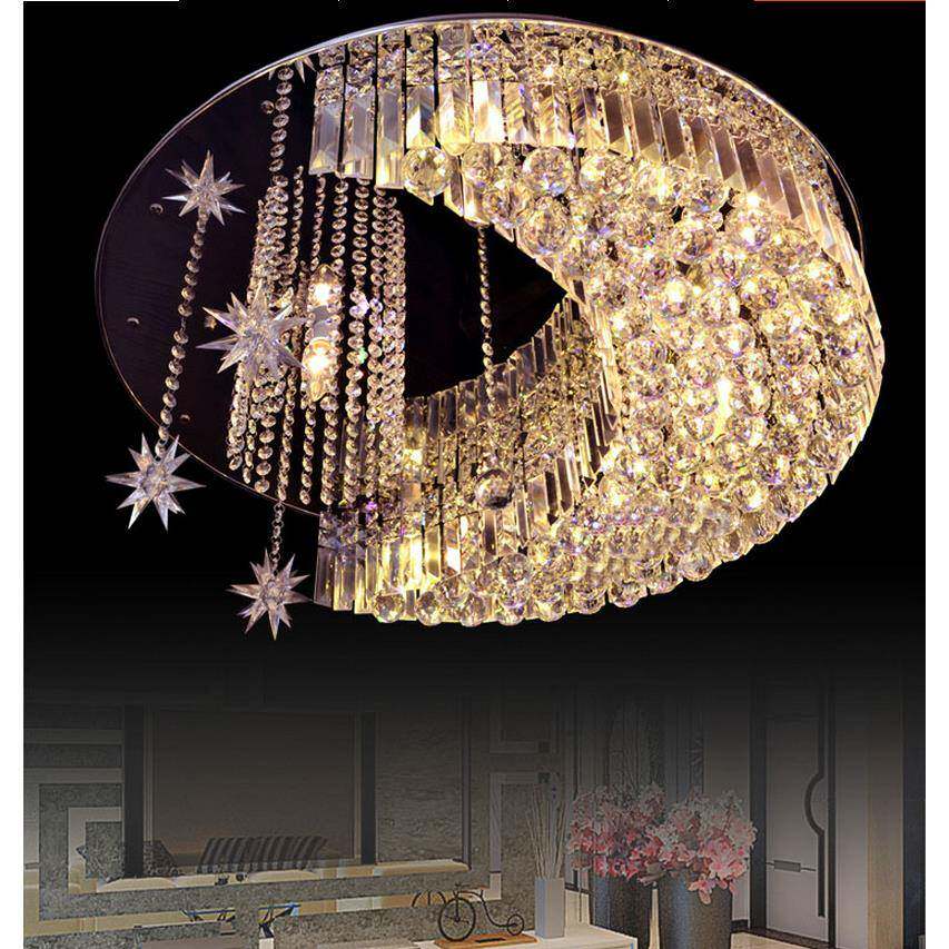 星星月亮水晶吸顶灯欧式现代LED客厅灯奢华卧室饭厅餐厅灯具