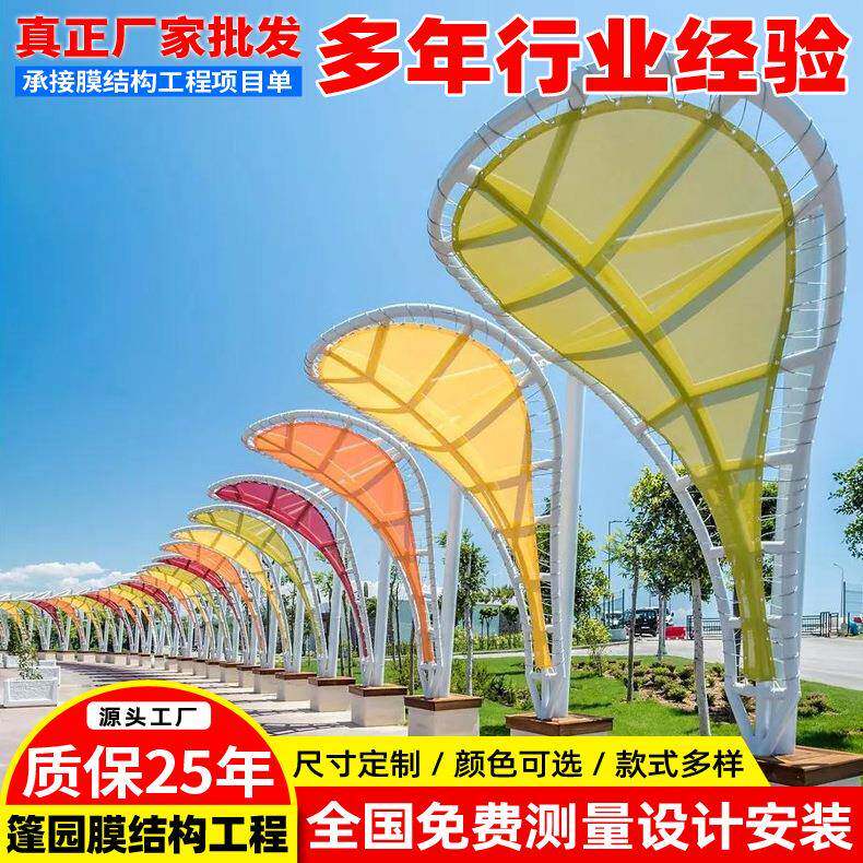 设计景区园林膜结构遮阳帆商业步行街张拉膜遮阳棚景观遮阳雨篷