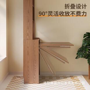 冬木实木折叠书桌书架一体卧室家用电脑桌小户型学习书柜转角桌子
