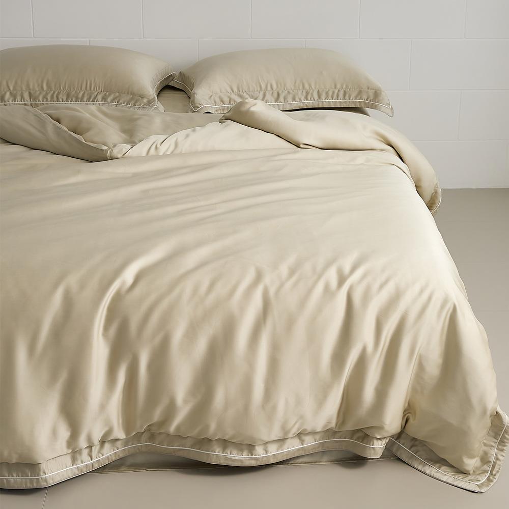 高档轻奢100支全棉长绒棉四件套纯色简约裸睡贡缎床单1.5/1.8m床